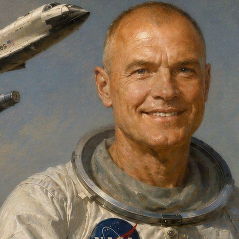 Portrait of astronaut John Glenn, part of William Dean Hinsch's national heroes gallery