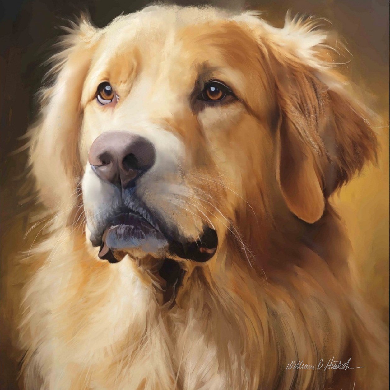 Golden retriever portrait by William Dean Hinsch
