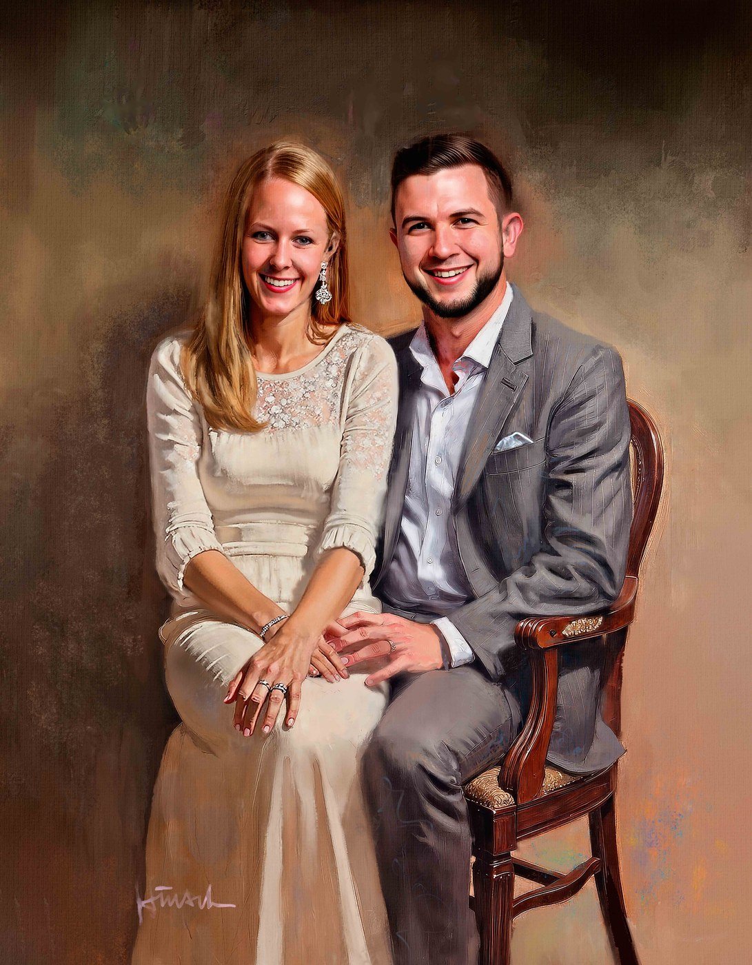 Tommy and Janelle, formal wedding day portrait commissioned by Janelle's father in memory of Tommy